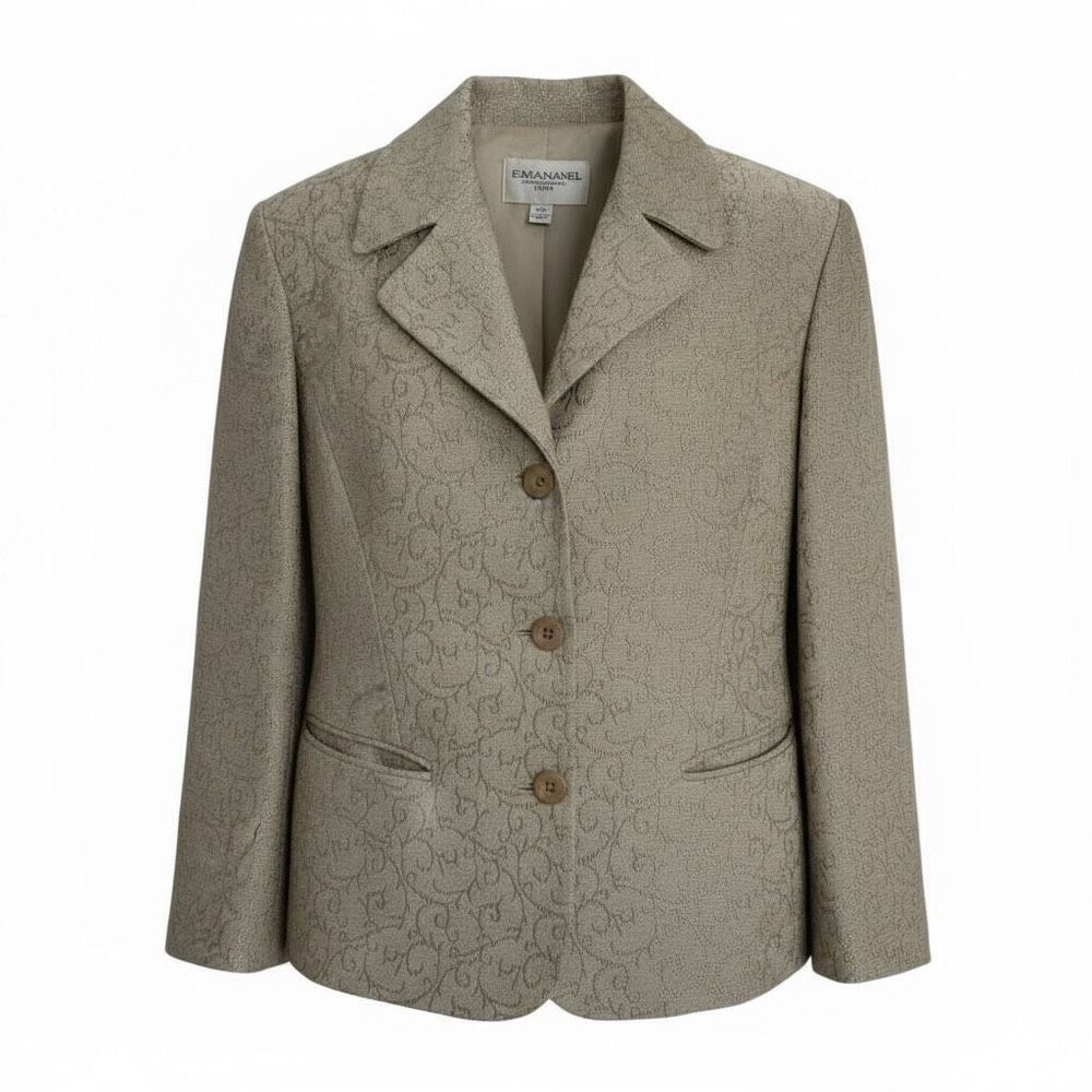 Emanuel Ungaro Emanuel Petite Blazer Jacket Women’s Size 4/38 Beige Textured Bro